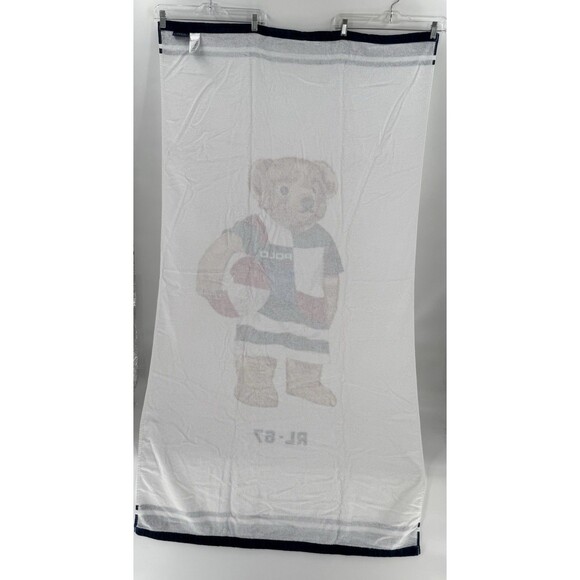 Ralph Lauren Polo Teddy Boy Bear With Beach Ball RL -87 Beach Towel 62" x 35" - Picture 2 of 14